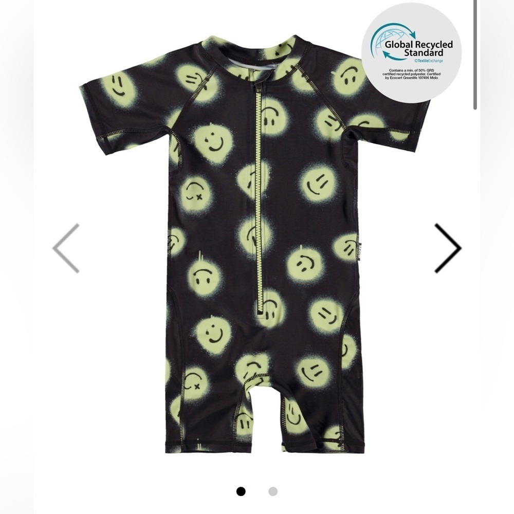 Molo Kids Swim One Piece - Black and Yellow Smiley euro 62/68